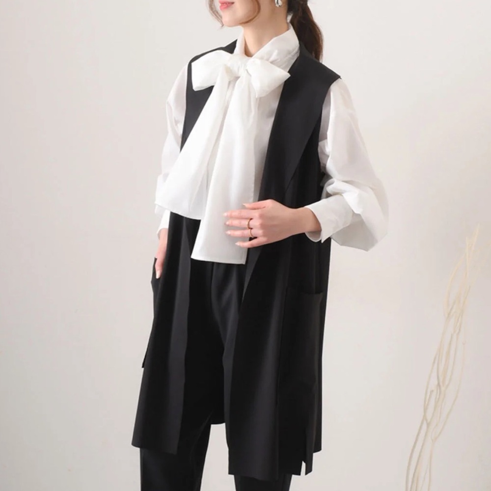 Zara Black Sleeveless Blazer Vest Open Sides Adjustable Size S - Picture 9 of 9